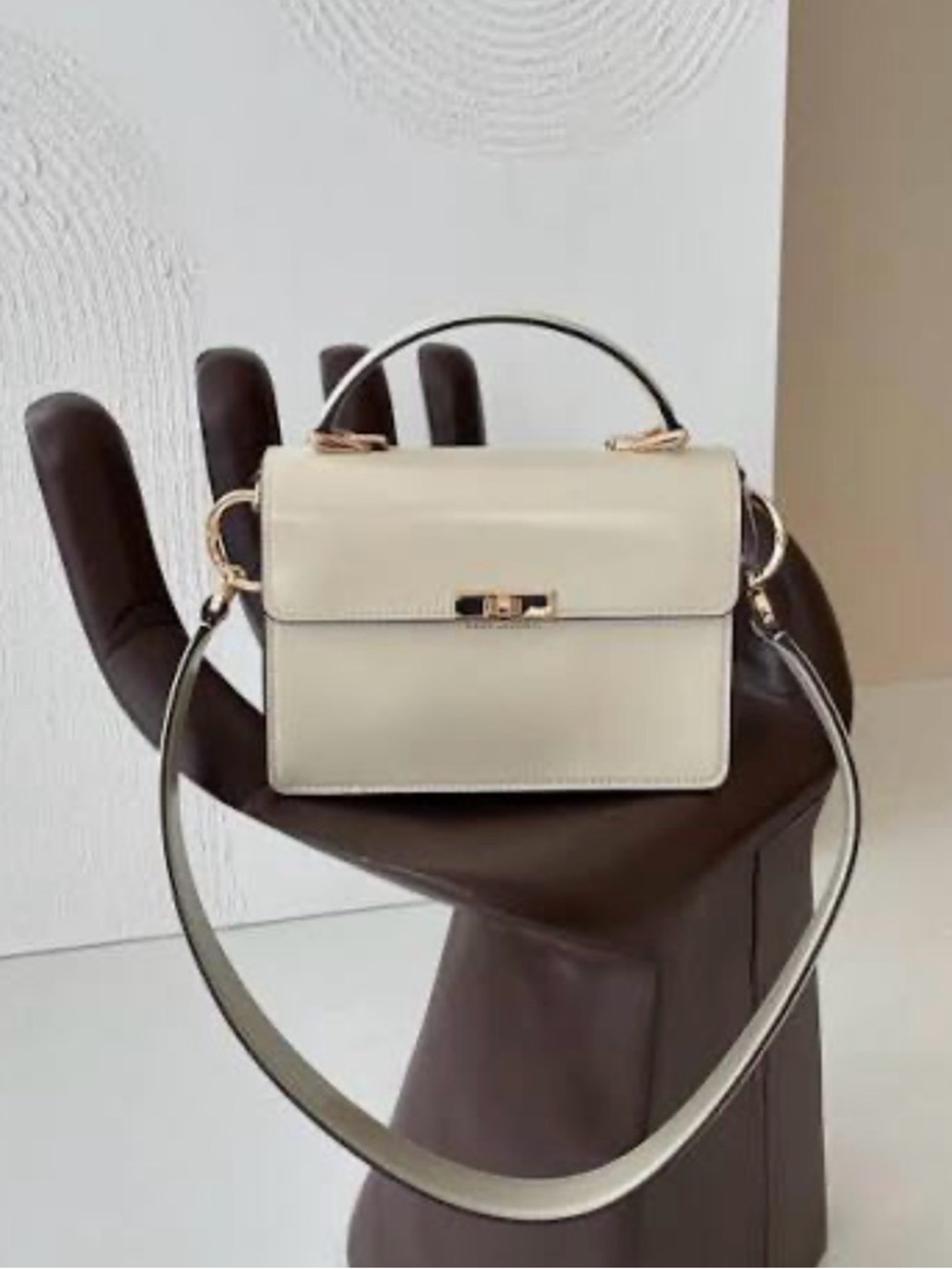 Marc Jacobs Cream Top-Handle Satchel with Gold Hardware